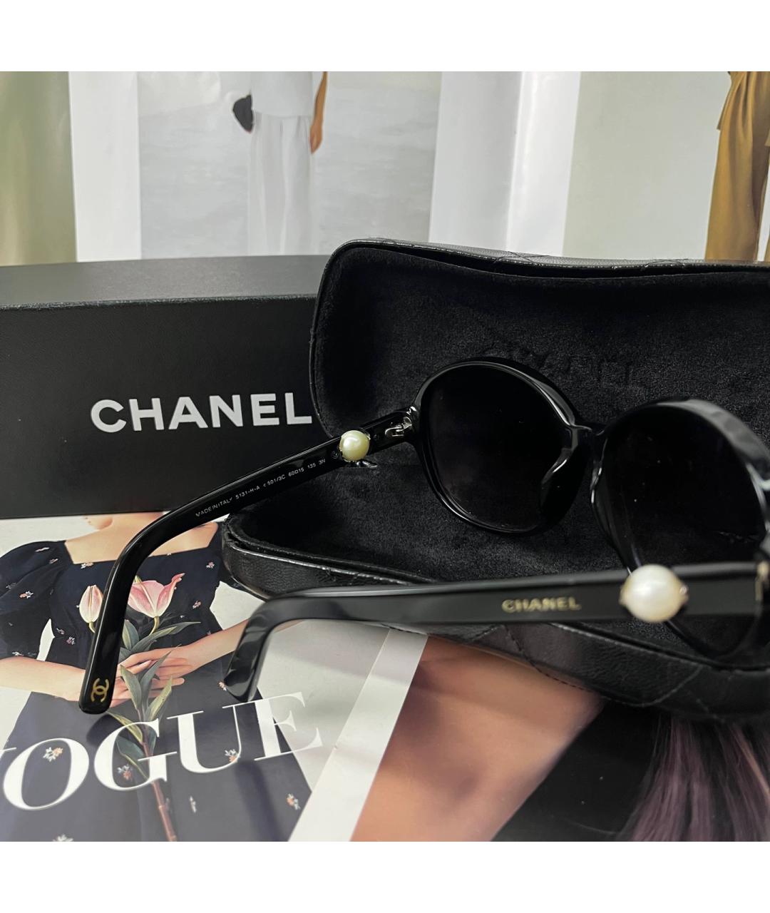CHANEL Черные пластиковые солнцезащитные очки, фото 5