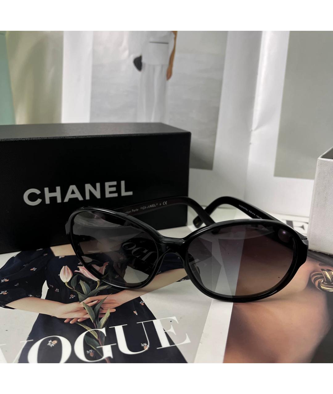 CHANEL Черные пластиковые солнцезащитные очки, фото 6