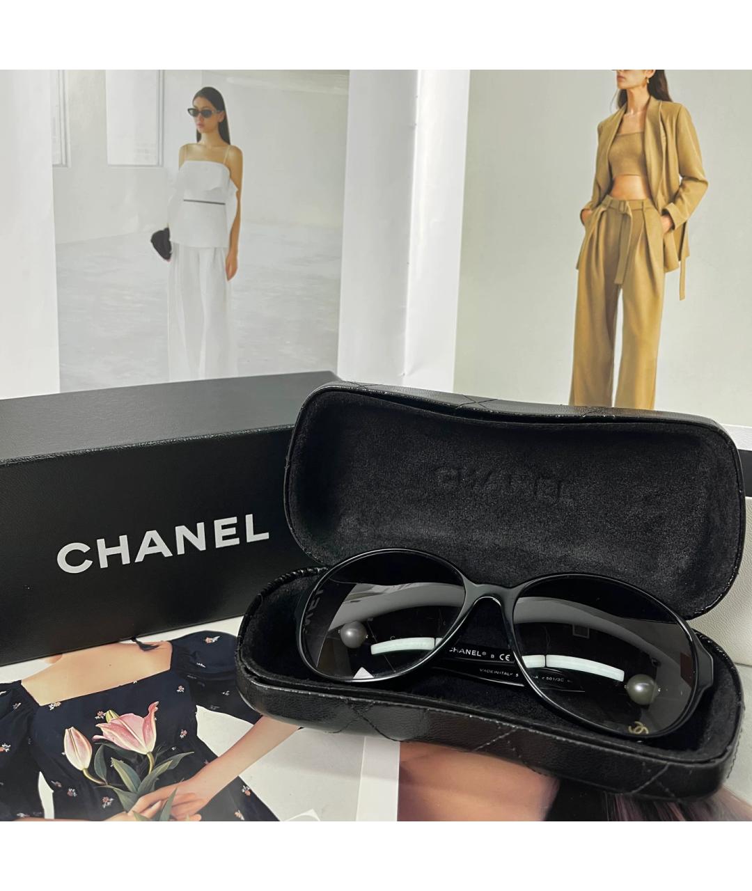 CHANEL Черные пластиковые солнцезащитные очки, фото 2