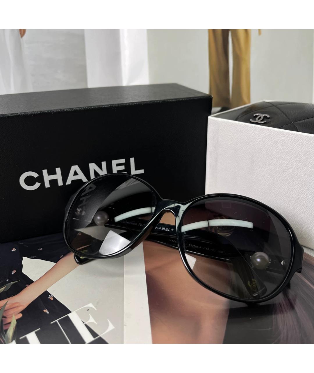 CHANEL Черные пластиковые солнцезащитные очки, фото 7
