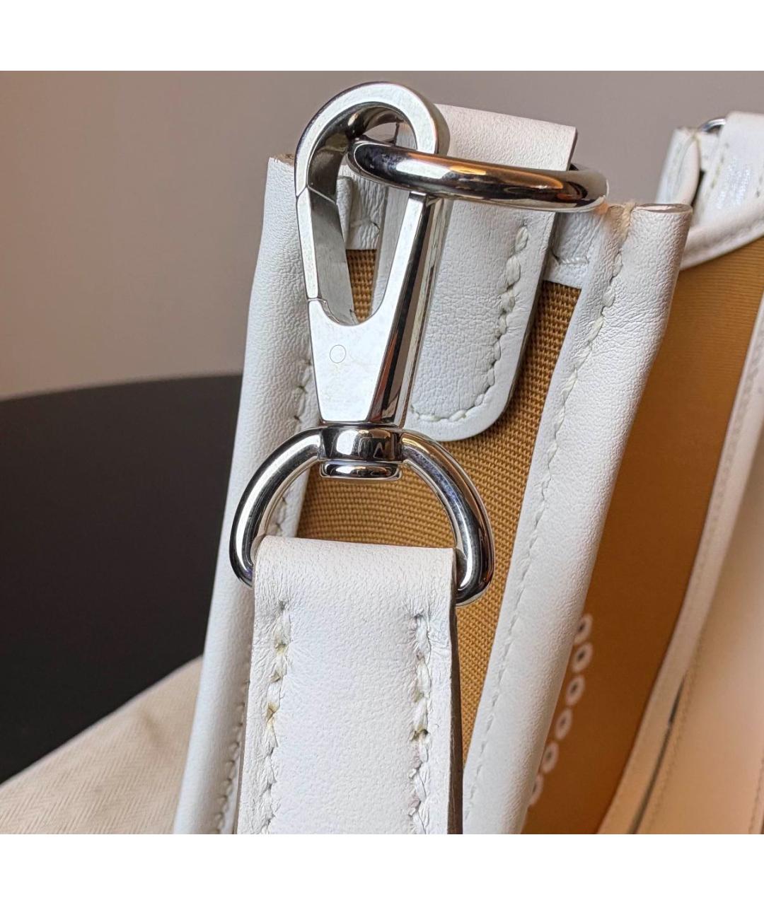 HERMES Горчичная сумка через плечо из канвы, фото 8