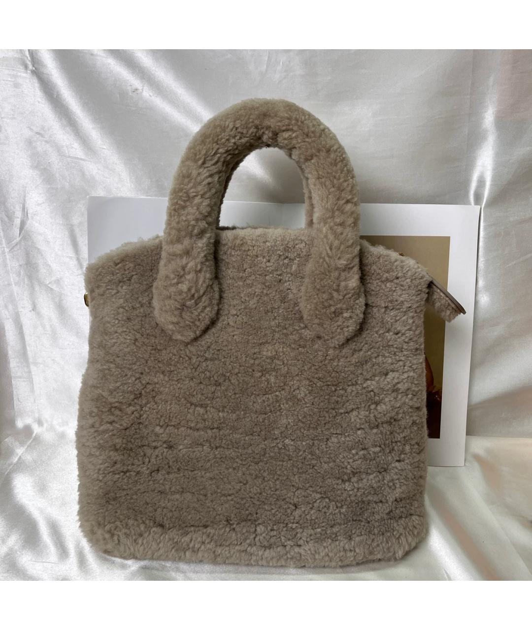 LOUIS VUITTON Бежевая шерстяная сумка с короткими ручками, фото 2