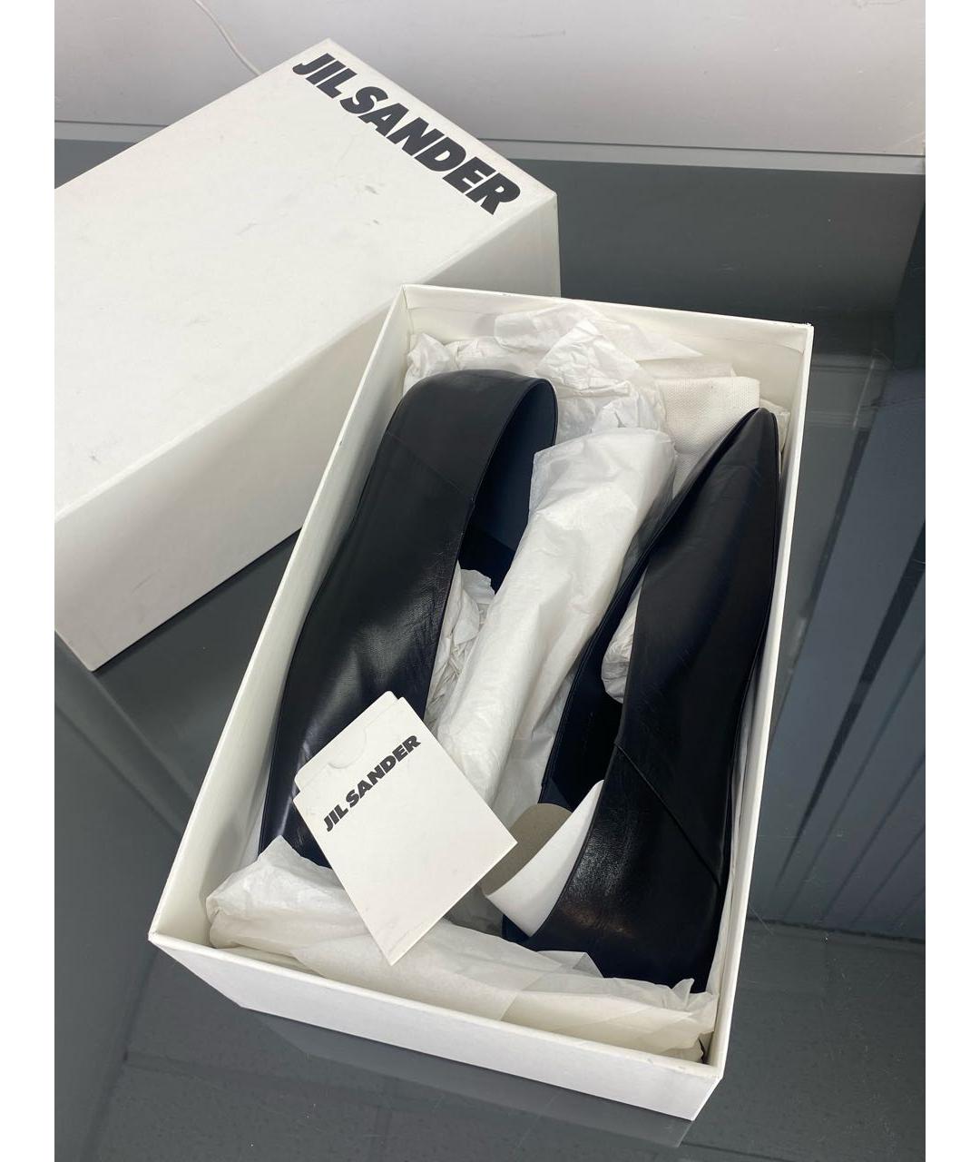 JIL SANDER Черные кожаные балетки, фото 5