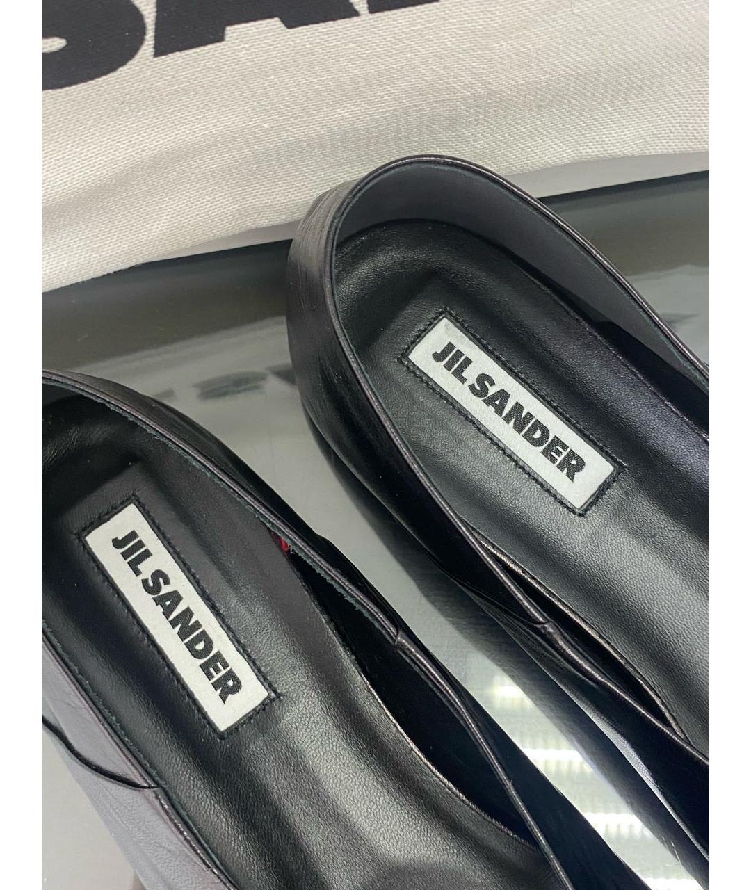 JIL SANDER Черные кожаные балетки, фото 4
