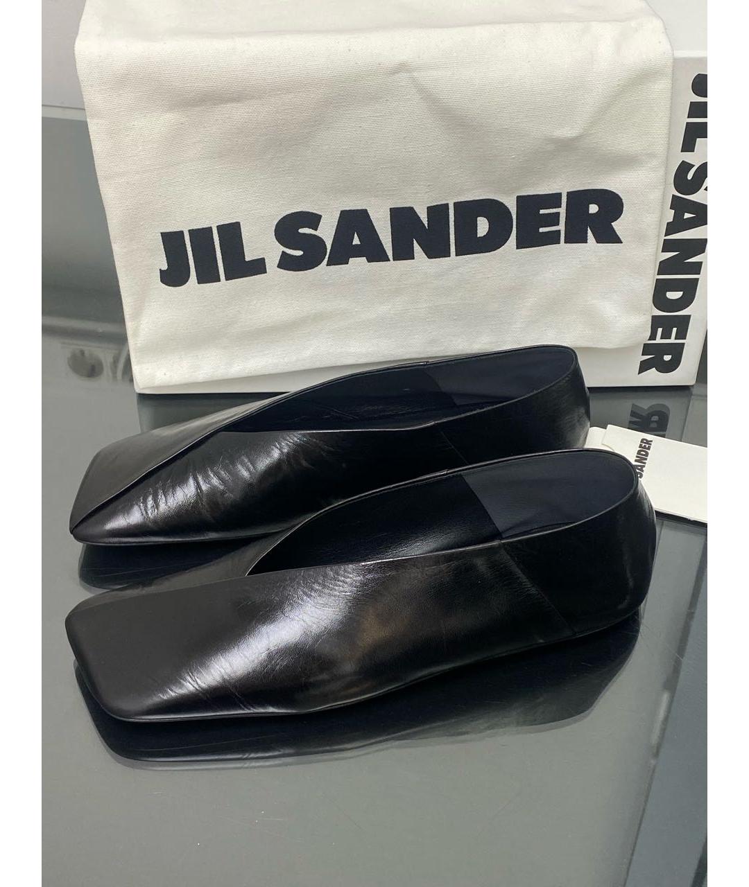 JIL SANDER Черные кожаные балетки, фото 3