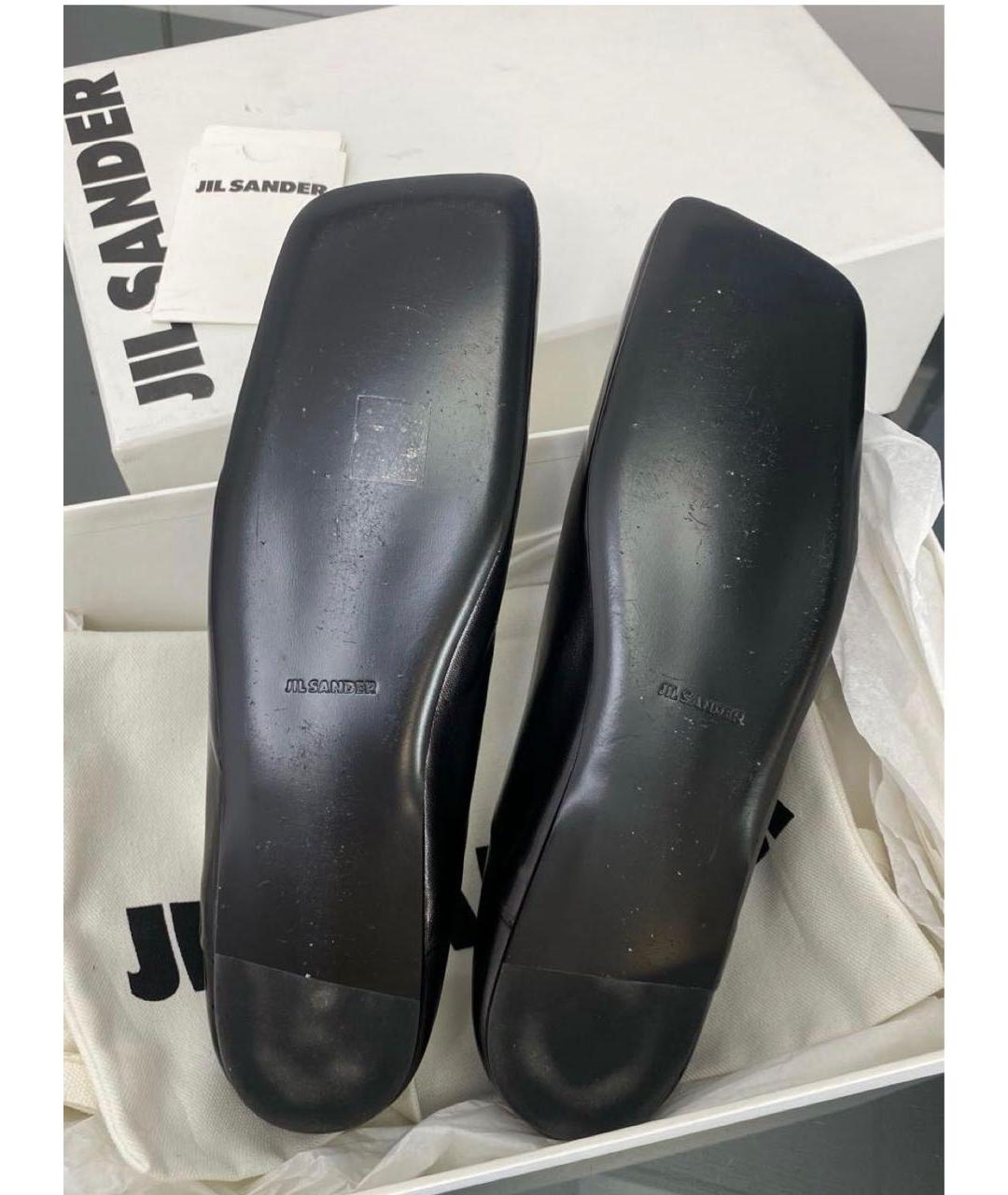 JIL SANDER Черные кожаные балетки, фото 8