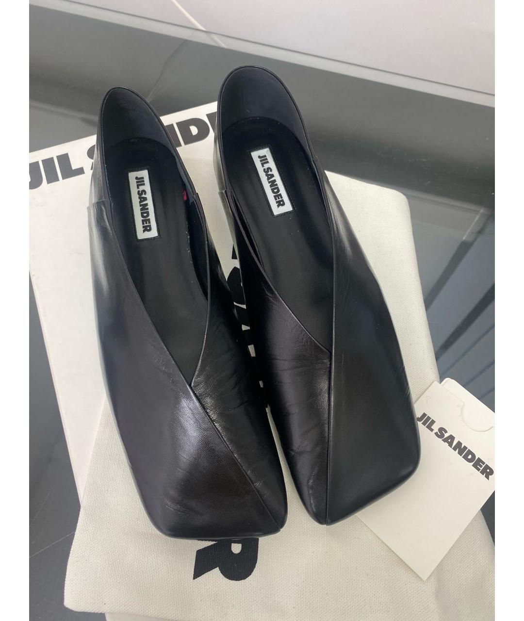 JIL SANDER Черные кожаные балетки, фото 6