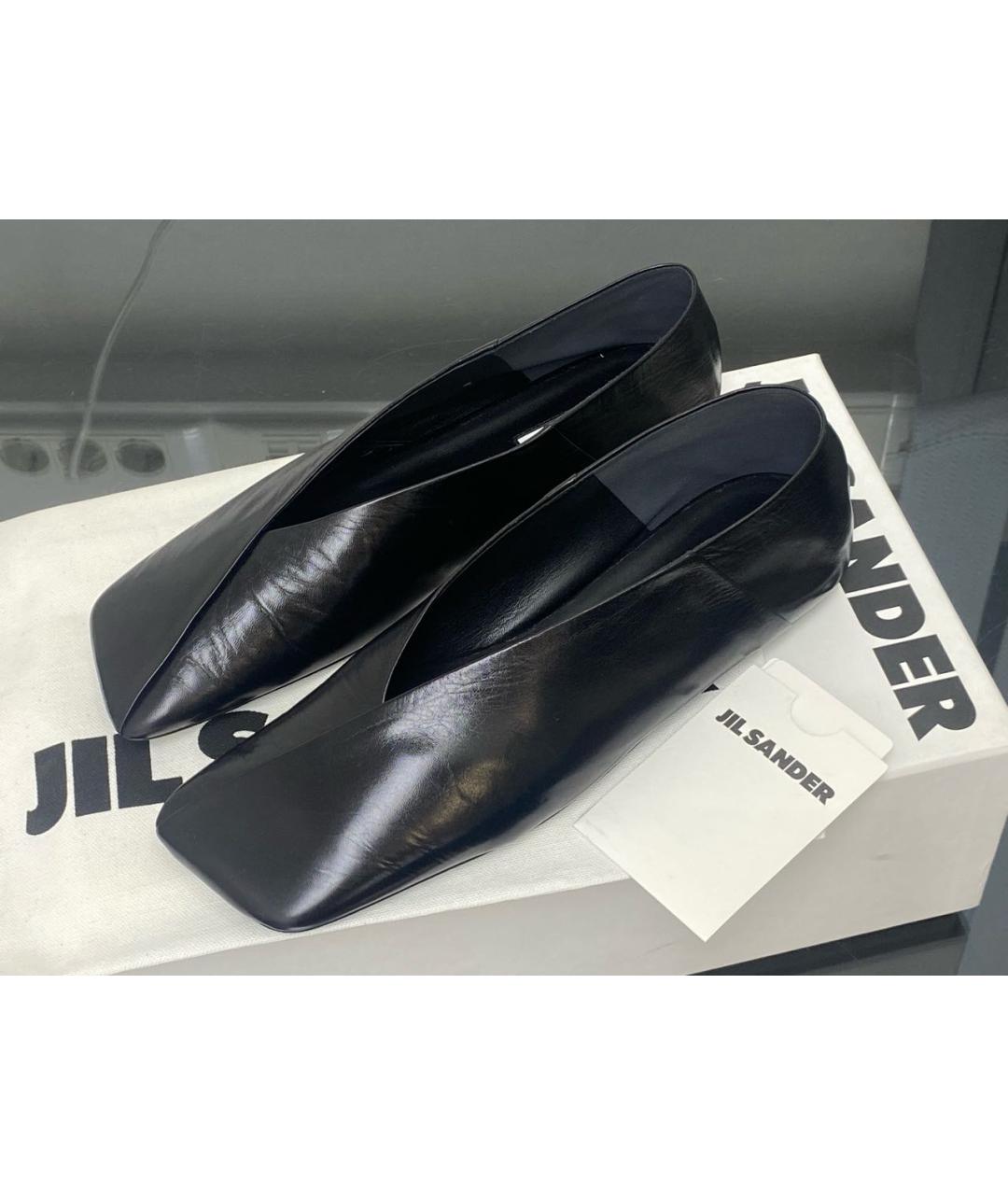 JIL SANDER Черные кожаные балетки, фото 7