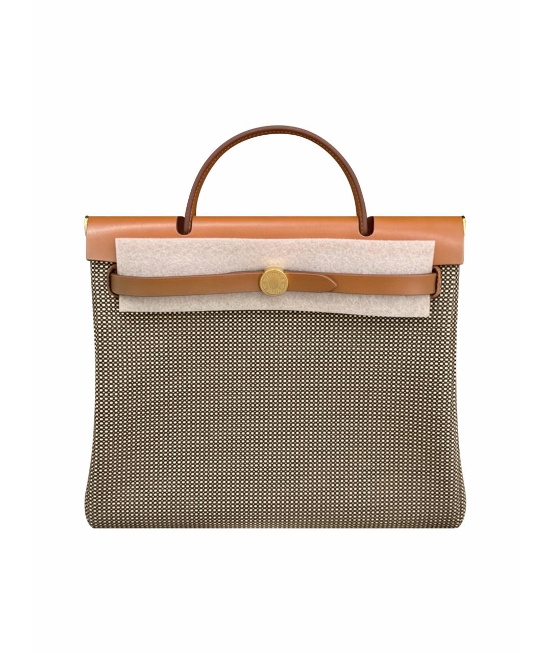HERMES Коричневая сумка через плечо из канвы, фото 9