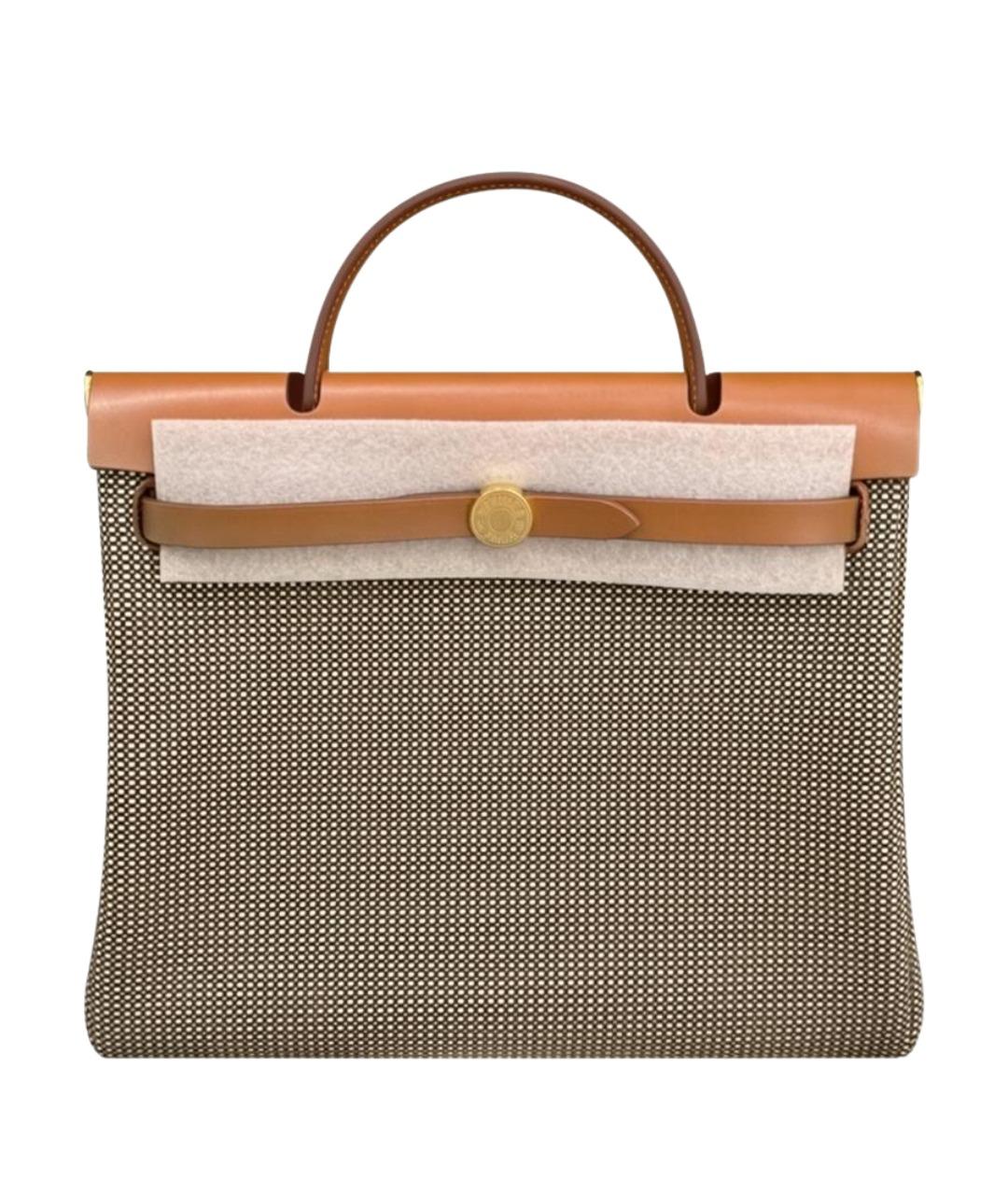 HERMES Коричневая сумка через плечо из канвы, фото 1