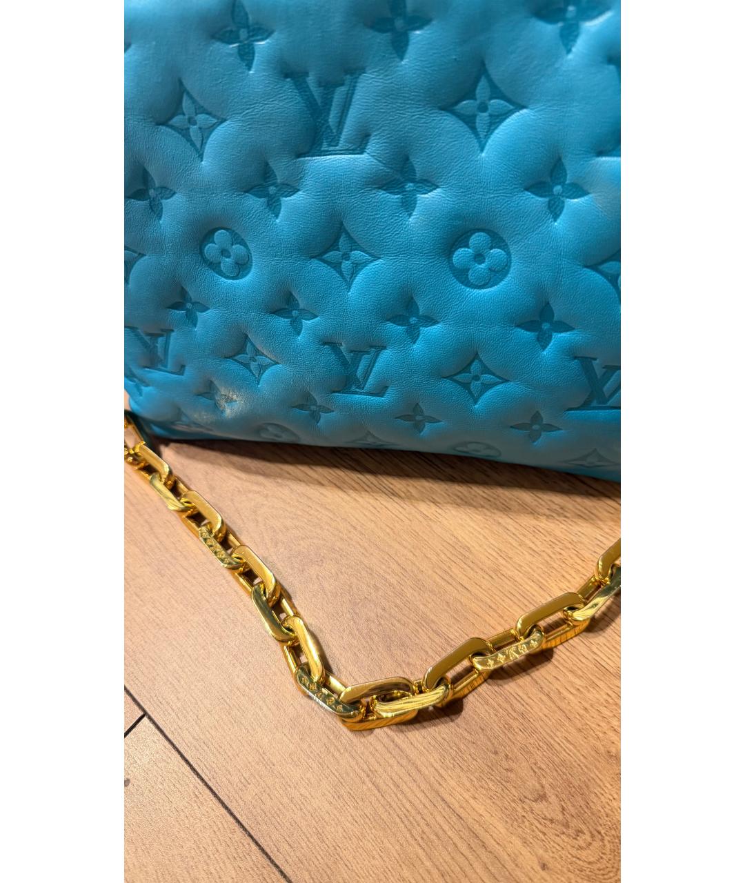 LOUIS VUITTON Голубая кожаная сумка через плечо, фото 3