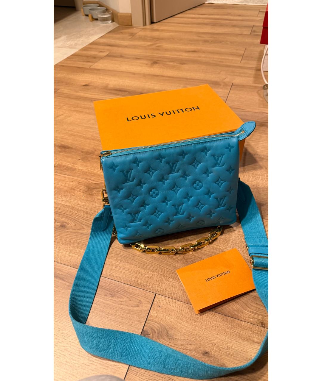 LOUIS VUITTON Голубая кожаная сумка через плечо, фото 8