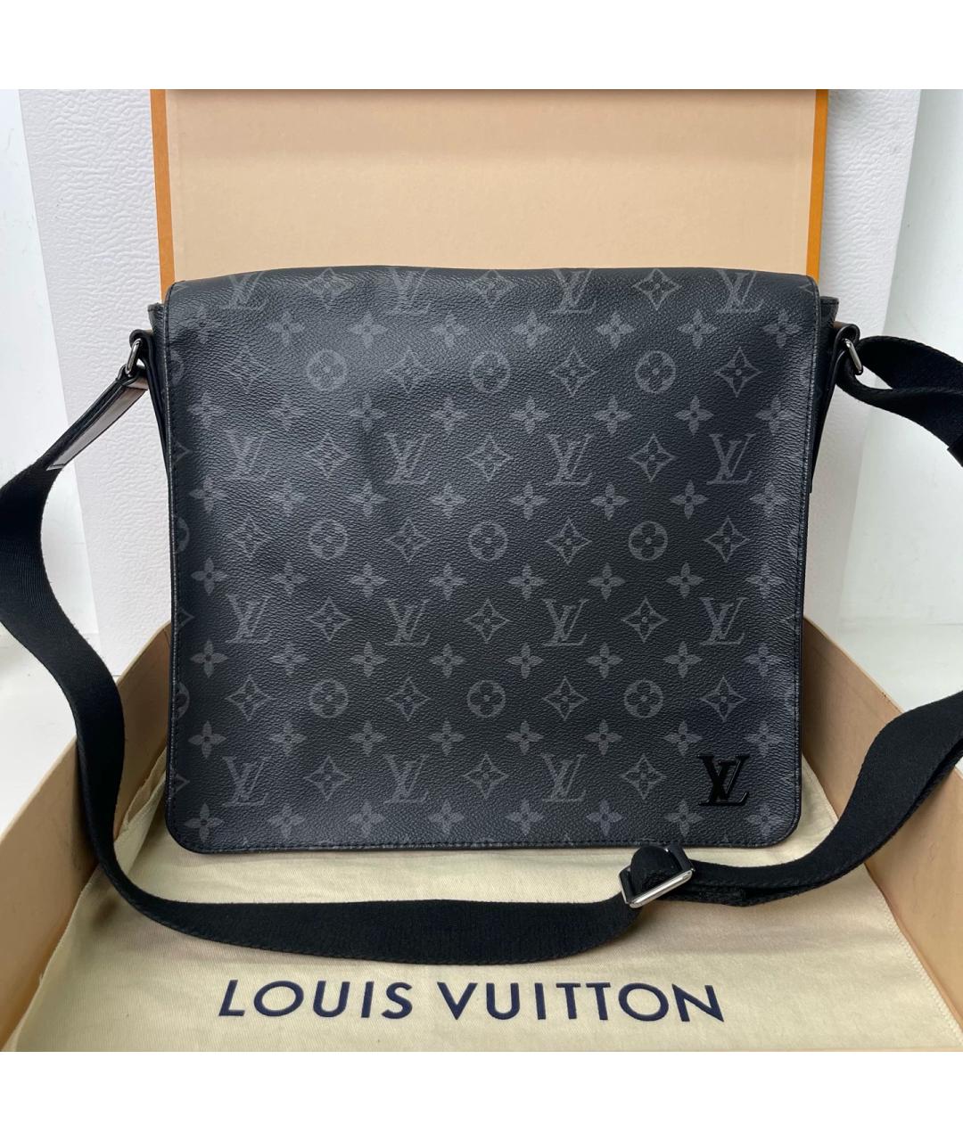 LOUIS VUITTON Черная сумка на плечо из канвы, фото 10
