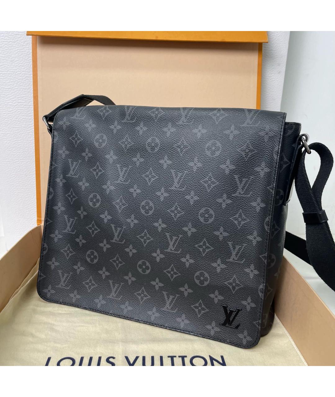 LOUIS VUITTON Черная сумка на плечо из канвы, фото 7