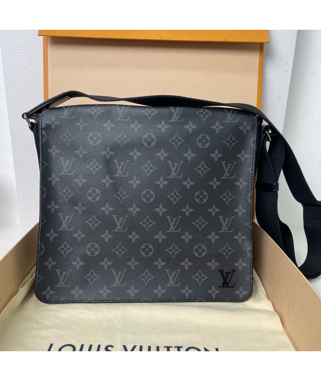 LOUIS VUITTON Черная сумка на плечо из канвы, фото 2