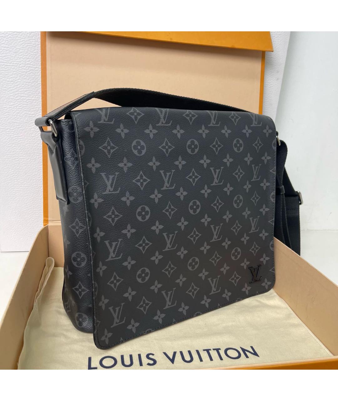 LOUIS VUITTON Черная сумка на плечо из канвы, фото 8