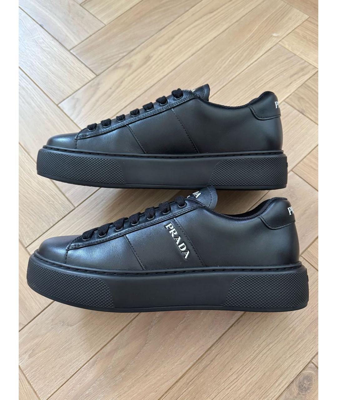 PRADA Черные кожаные низкие кроссовки / кеды, фото 9
