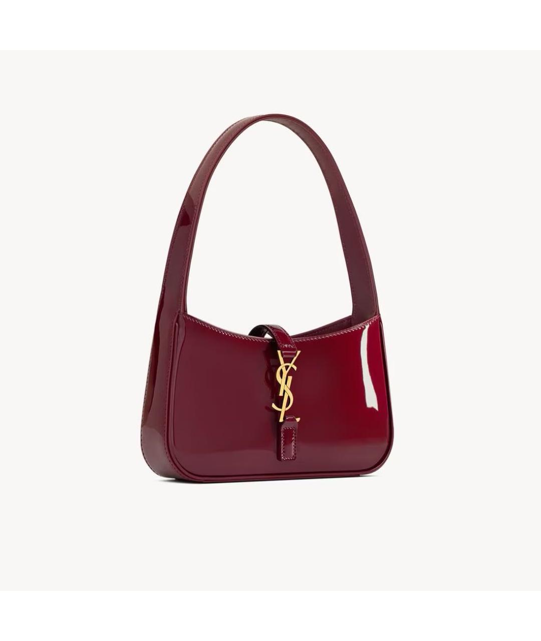 SAINT LAURENT Бордовая сумка с короткими ручками из лакированной кожи, фото 4