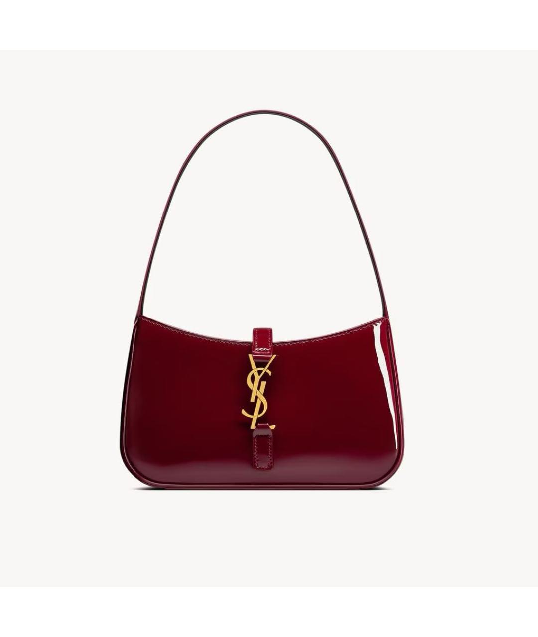SAINT LAURENT Бордовая сумка с короткими ручками из лакированной кожи, фото 6