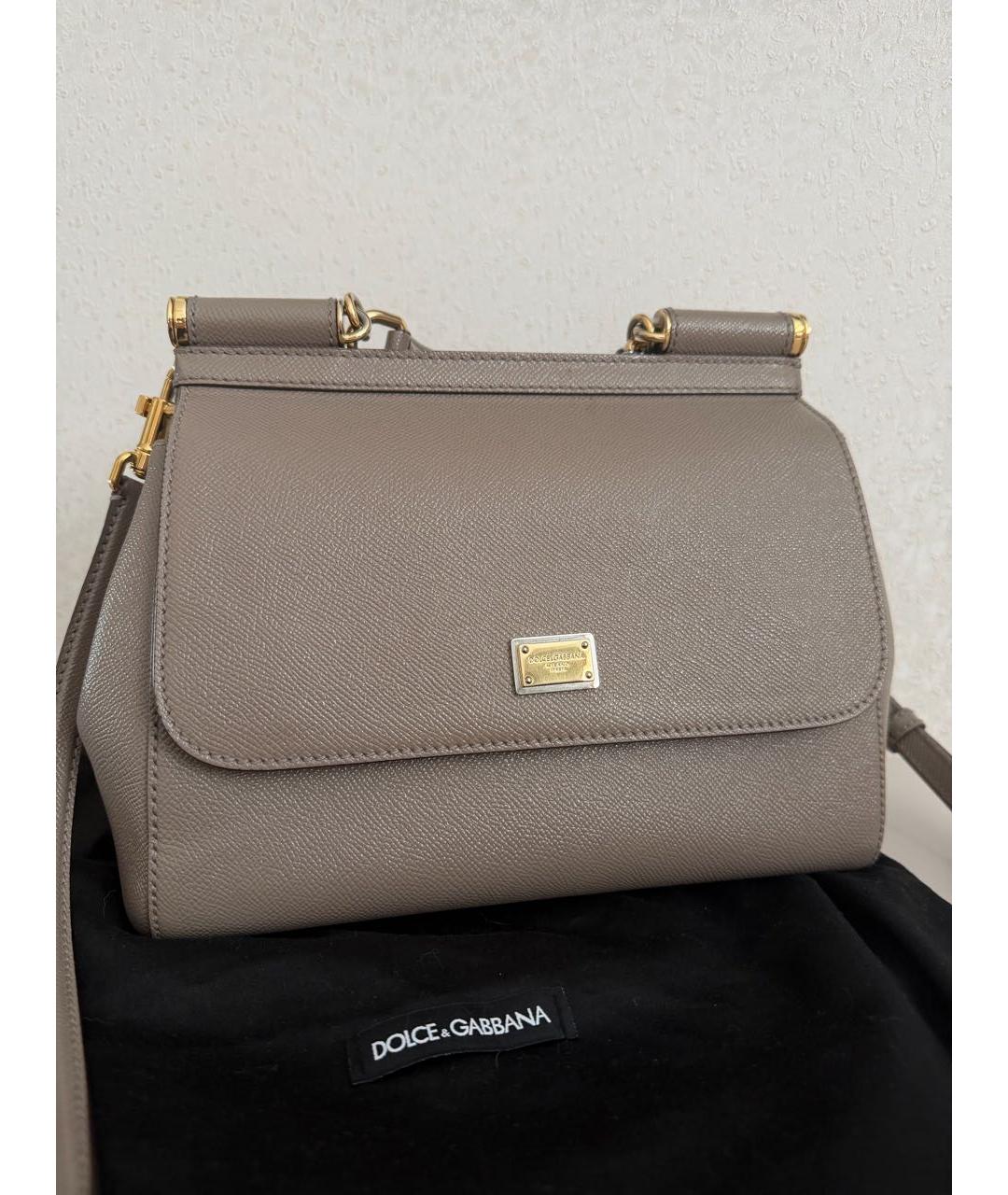 DOLCE&GABBANA Бежевая кожаная сумка с короткими ручками, фото 8