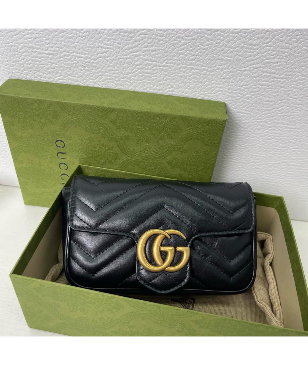 GUCCI Черная кожаная сумка через плечо, фото 8