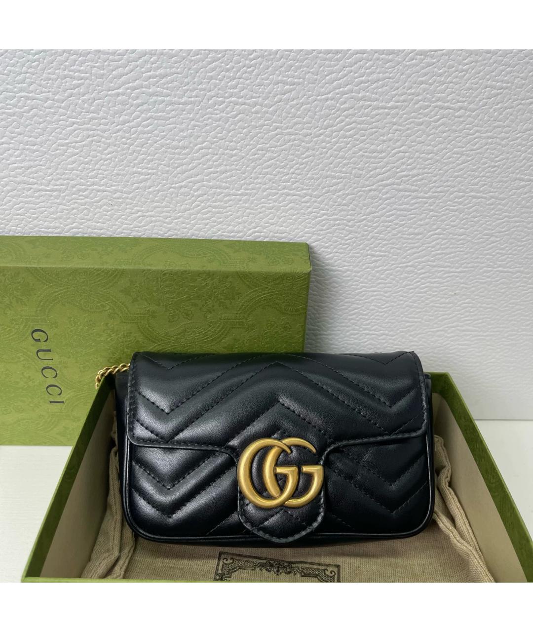 GUCCI Черная кожаная сумка через плечо, фото 10
