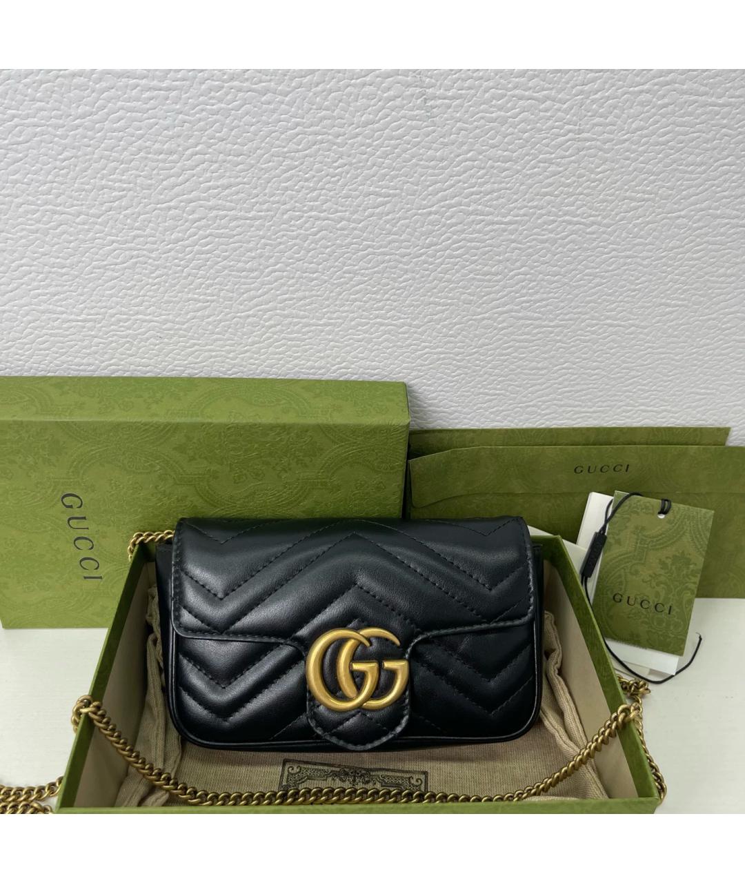 GUCCI Черная кожаная сумка через плечо, фото 2