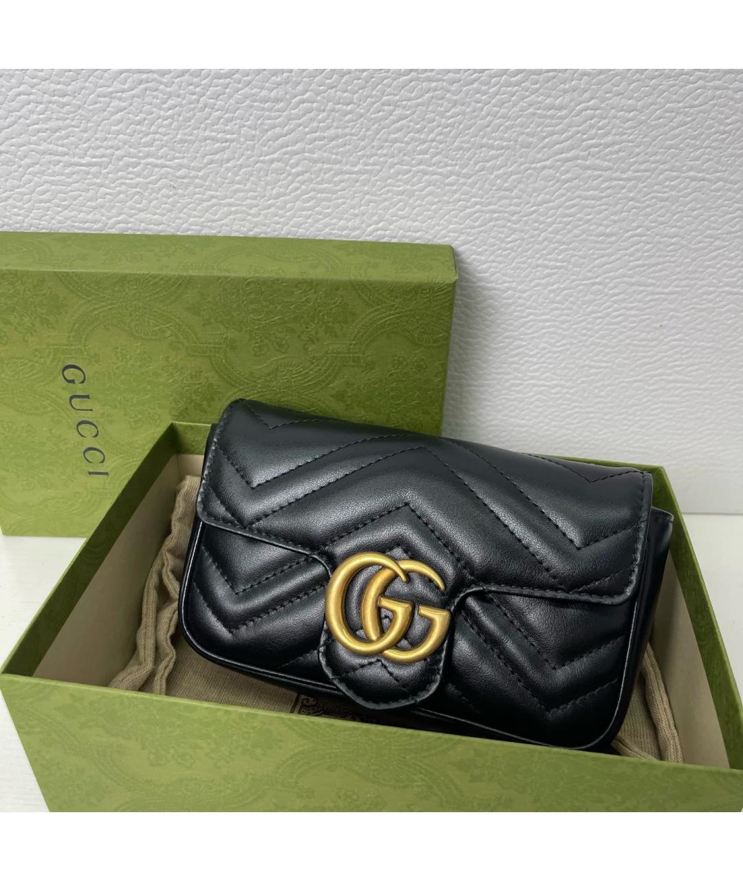 GUCCI Черная кожаная сумка через плечо, фото 7