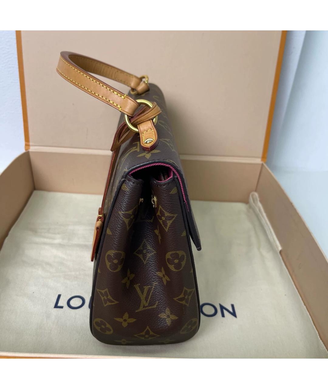 LOUIS VUITTON Коричневая кожаная сумка через плечо, фото 8