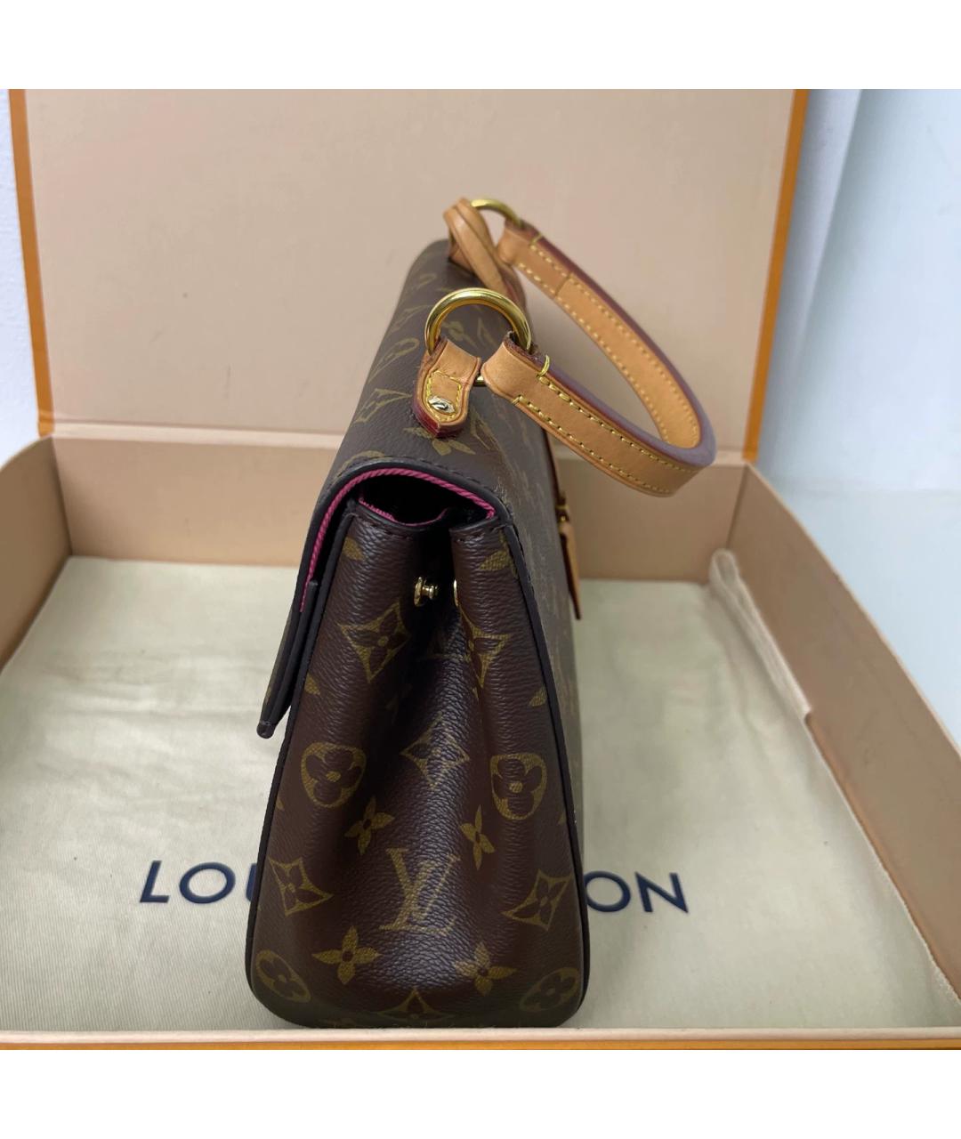 LOUIS VUITTON Коричневая кожаная сумка через плечо, фото 7