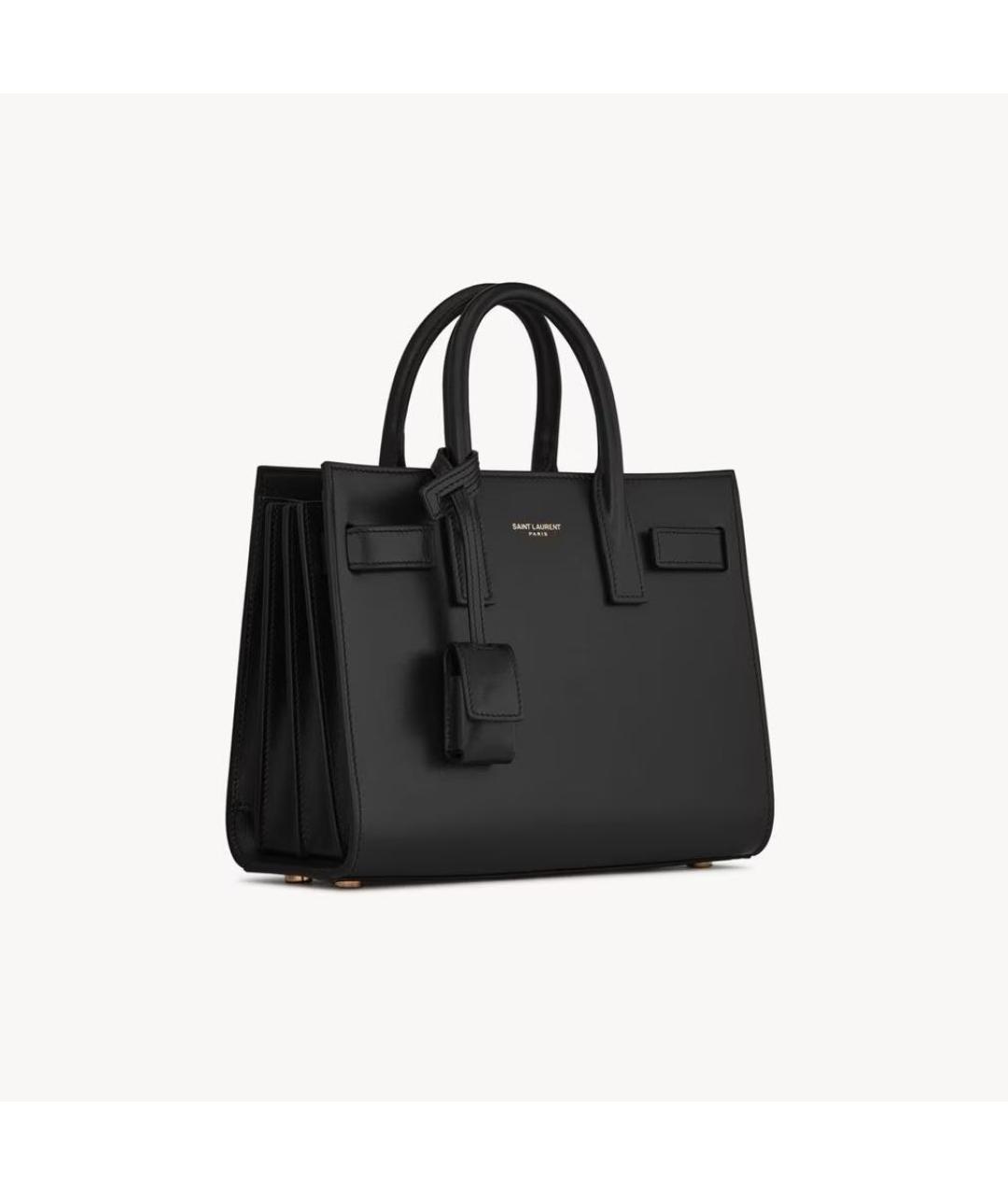 SAINT LAURENT Черная кожаная сумка с короткими ручками, фото 2