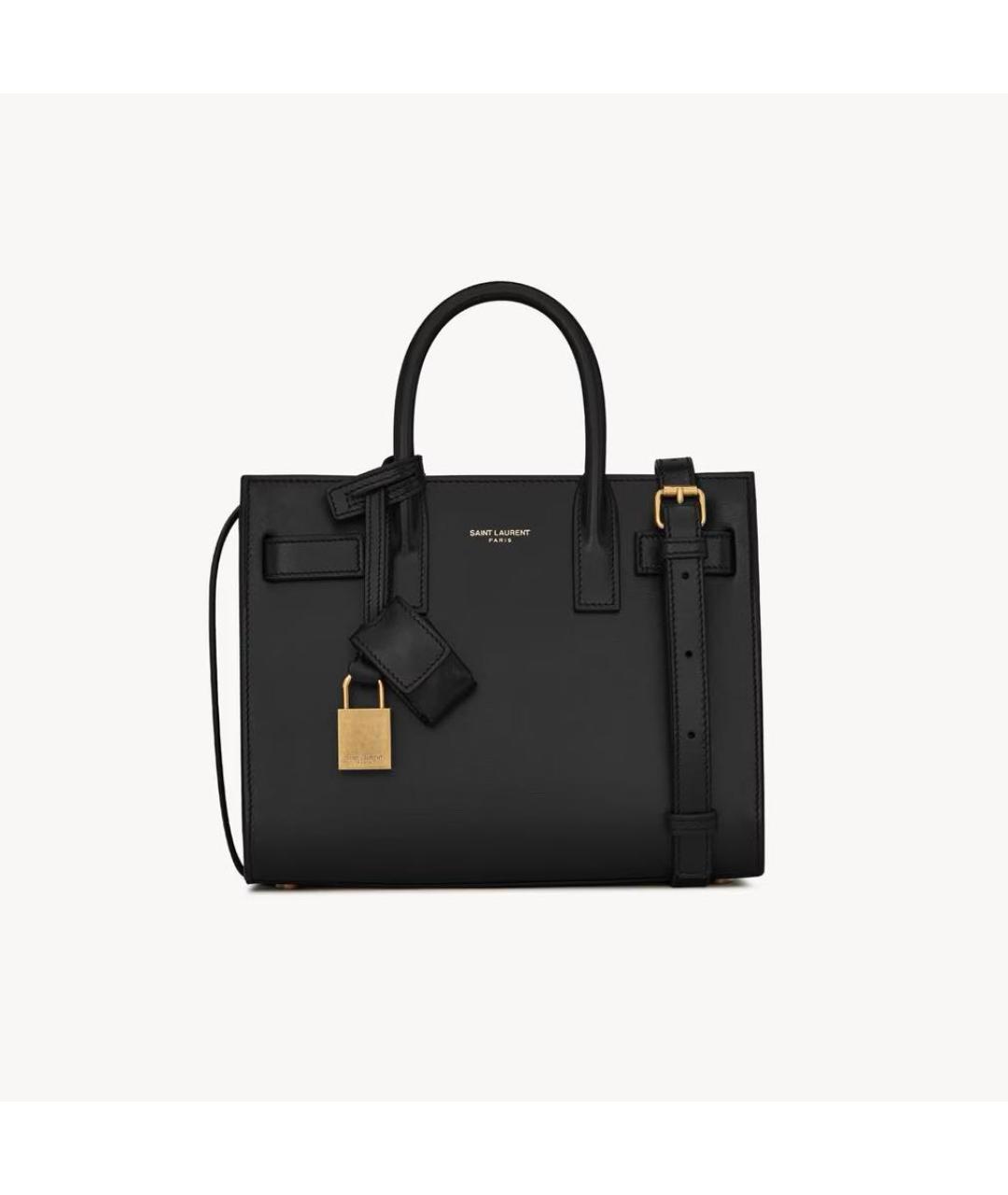 SAINT LAURENT Черная кожаная сумка с короткими ручками, фото 5