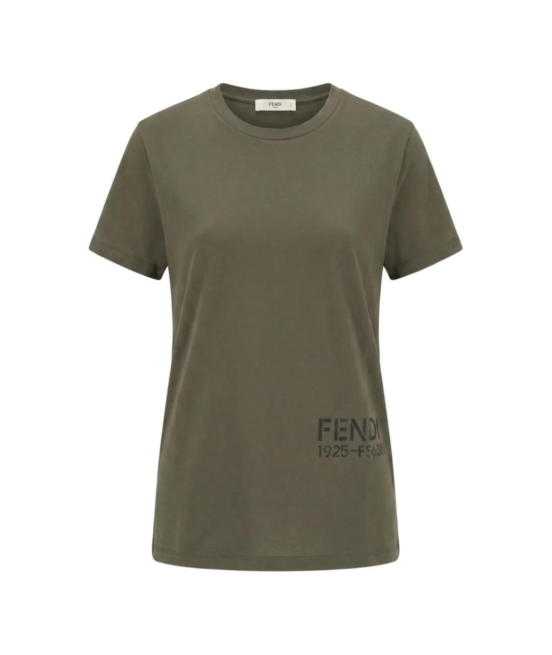 FENDI Зеленая хлопковая футболка, фото 1