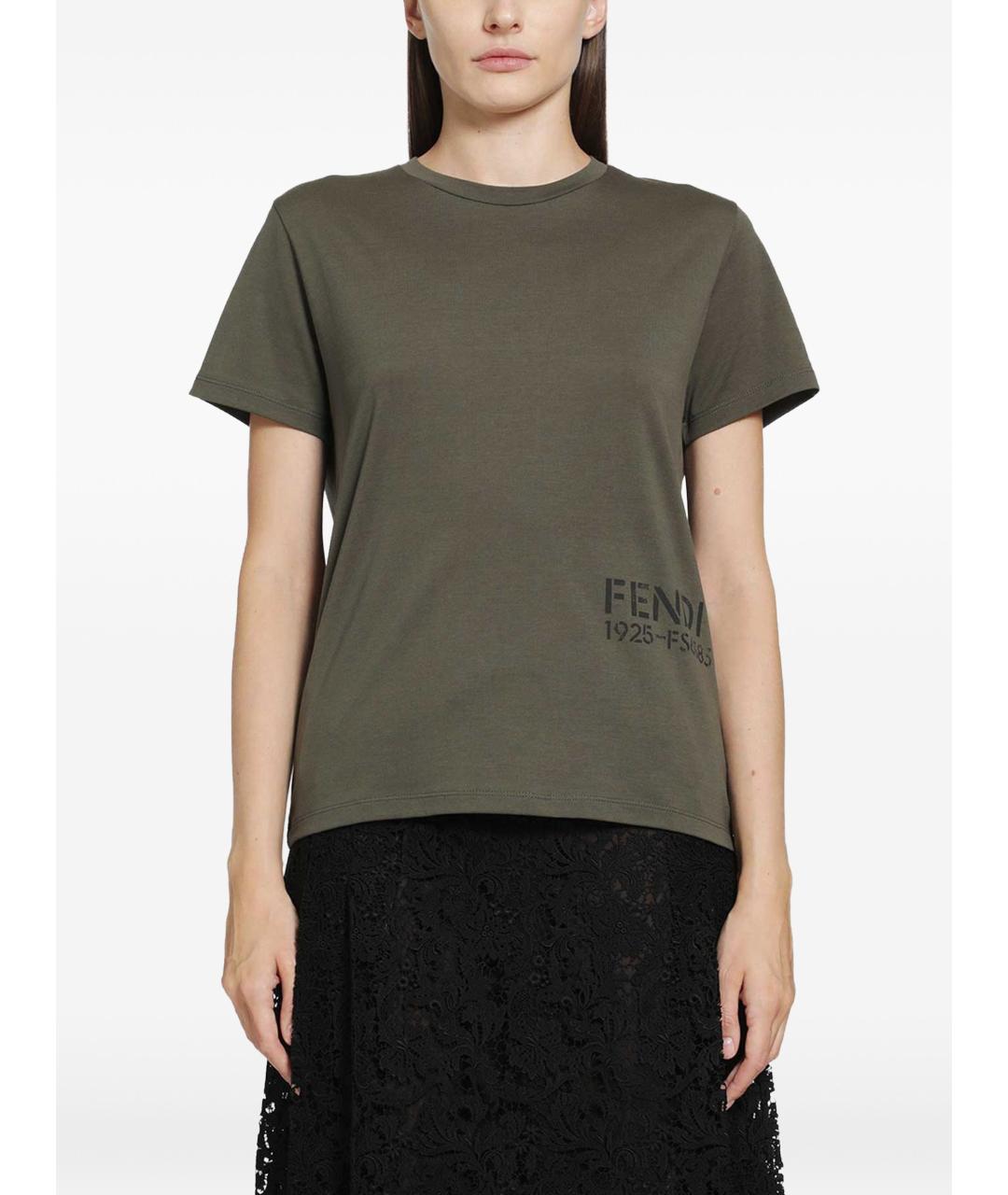 FENDI Зеленая хлопковая футболка, фото 2