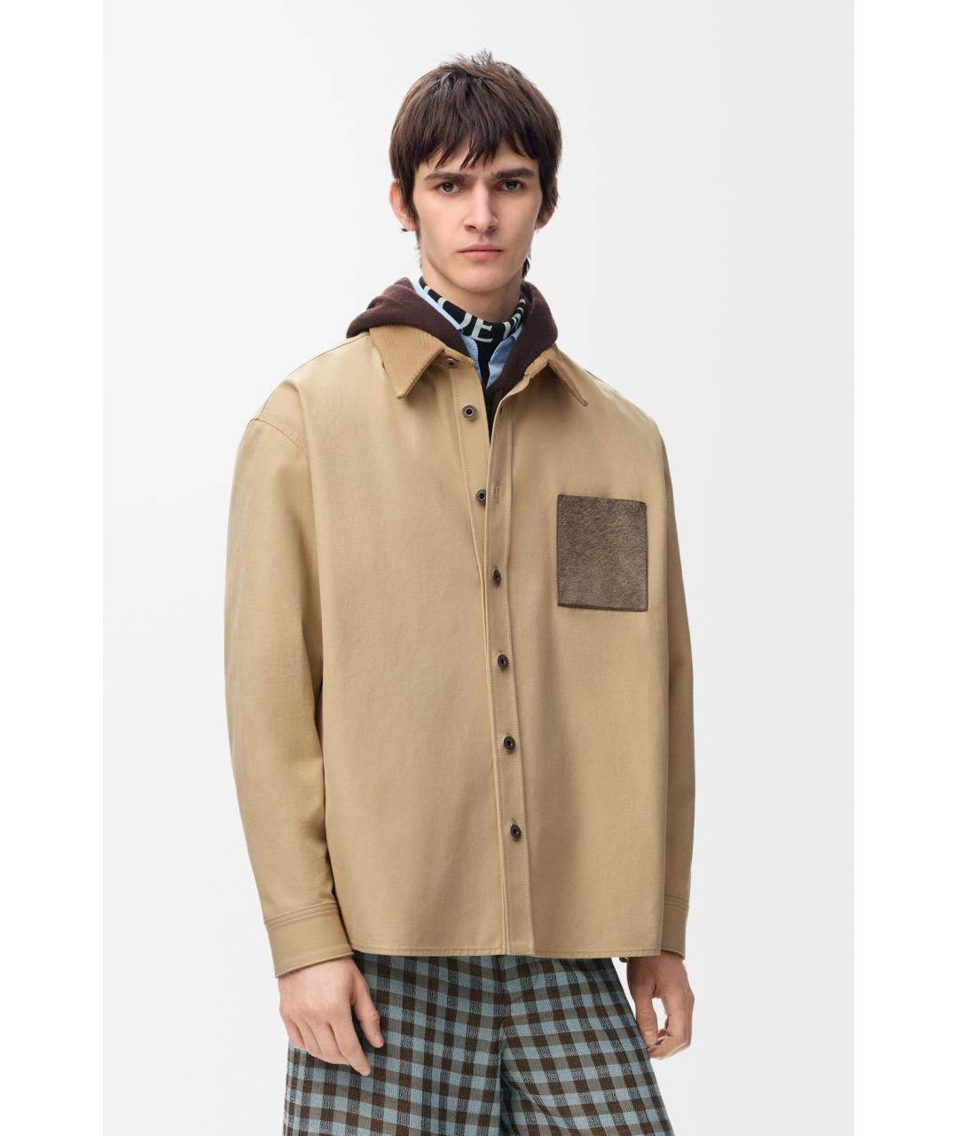LOEWE Бежевая хлопковая кэжуал рубашка, фото 3