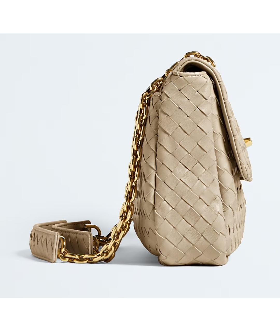 BOTTEGA VENETA Бежевая кожаная сумка через плечо, фото 3