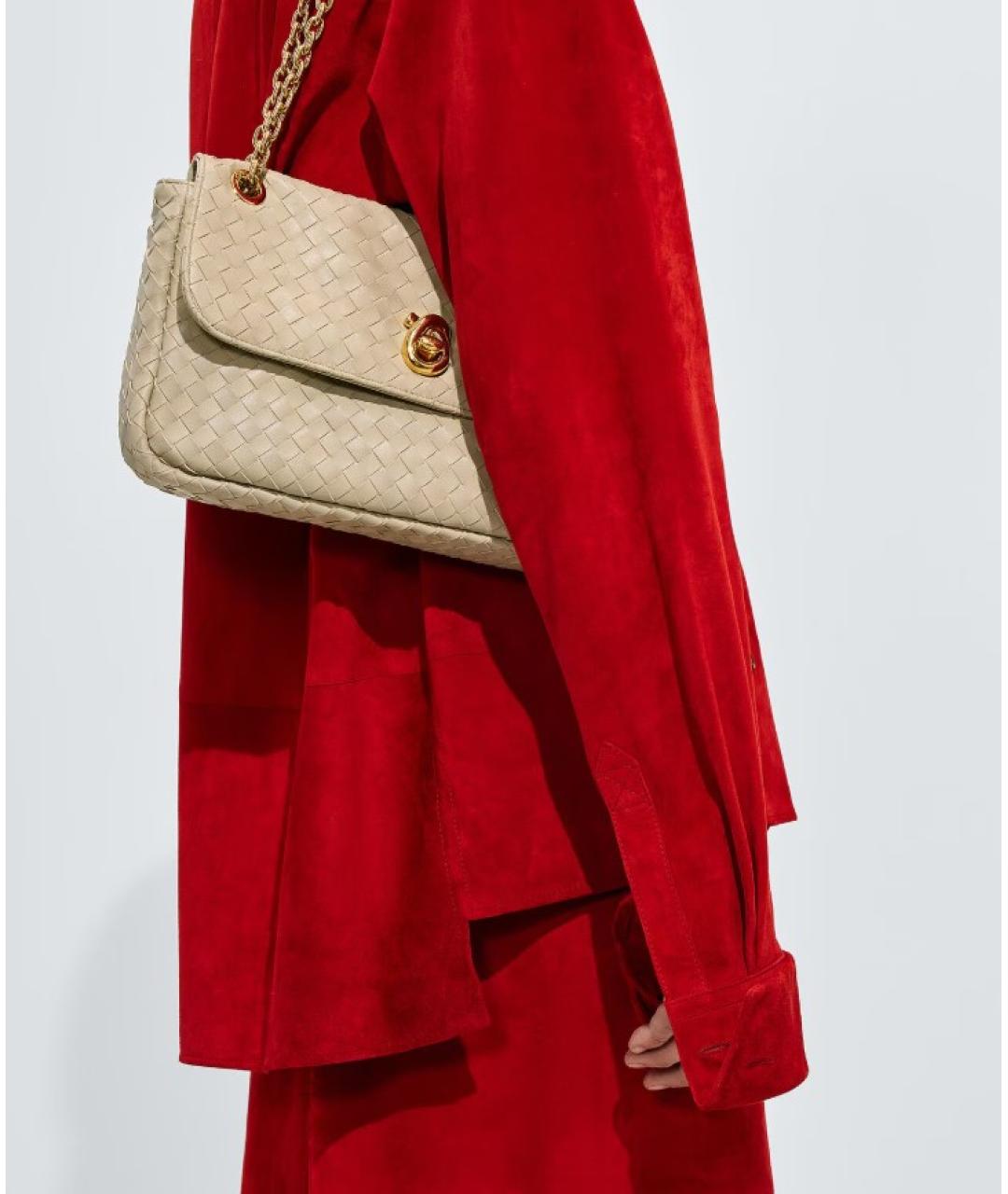 BOTTEGA VENETA Бежевая кожаная сумка через плечо, фото 2