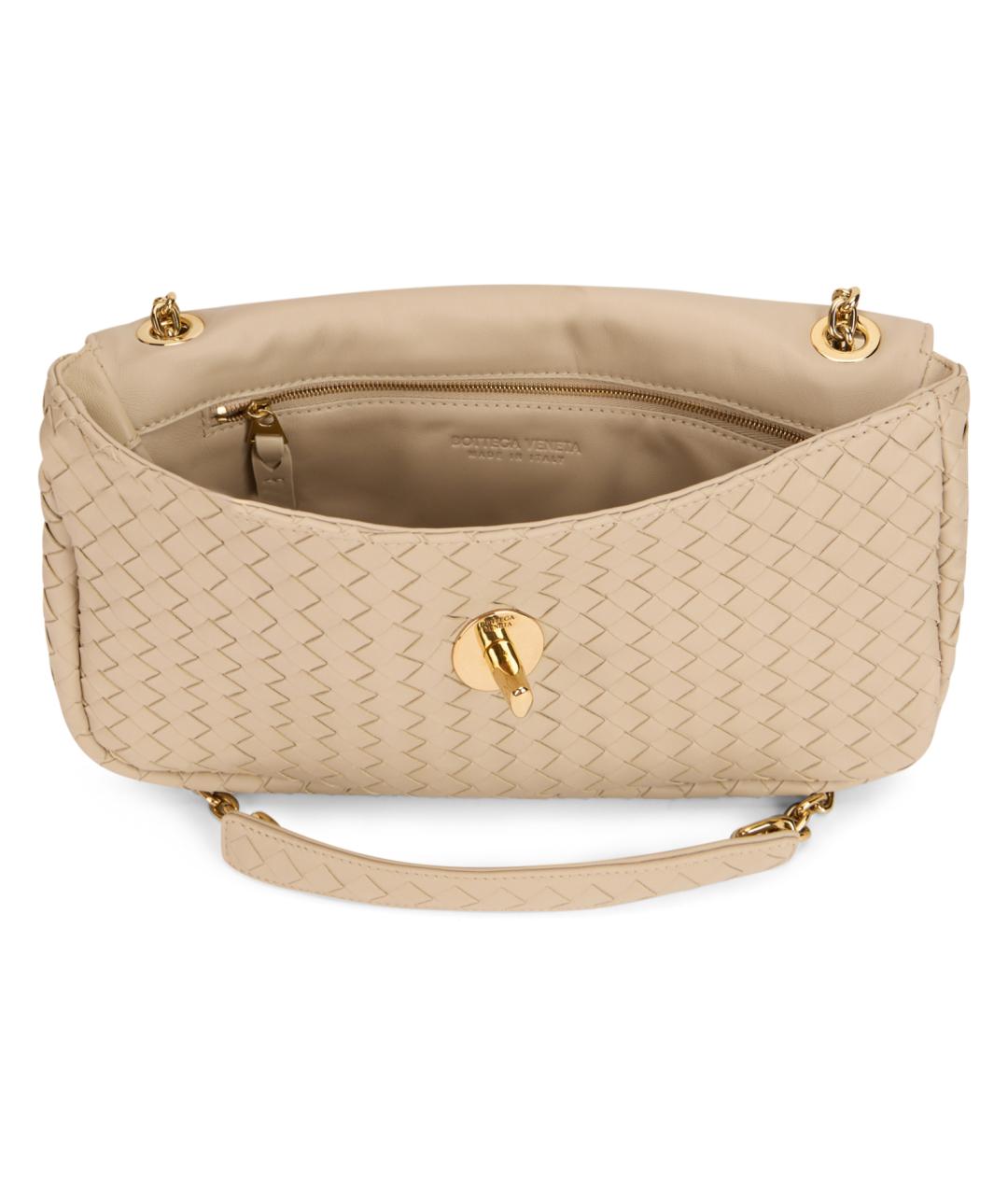 BOTTEGA VENETA Бежевая кожаная сумка через плечо, фото 5