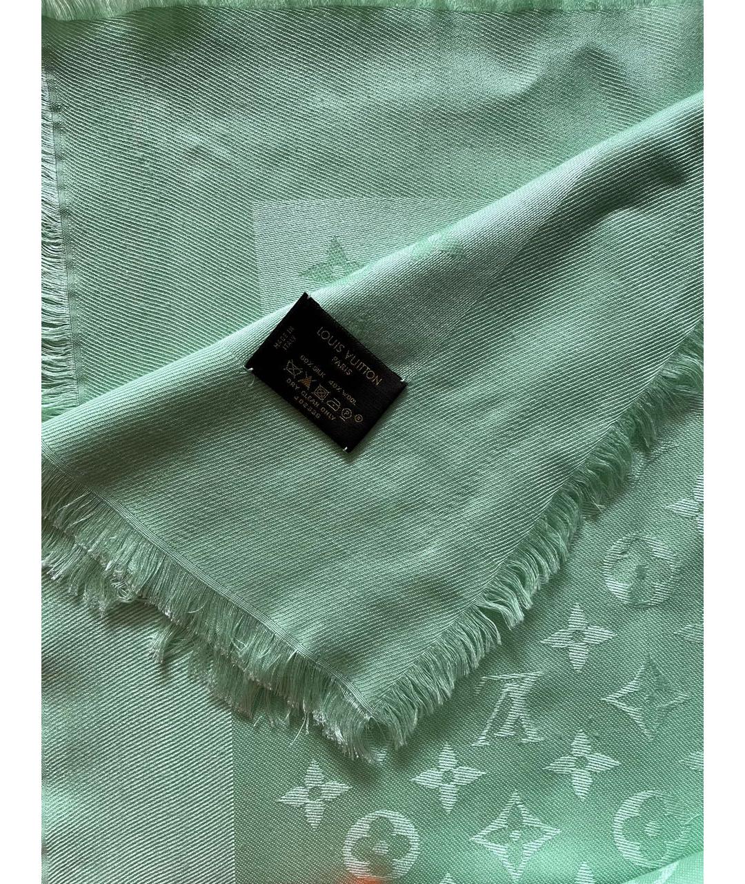 LOUIS VUITTON PRE-OWNED Бирюзовый шерстяной платок, фото 1