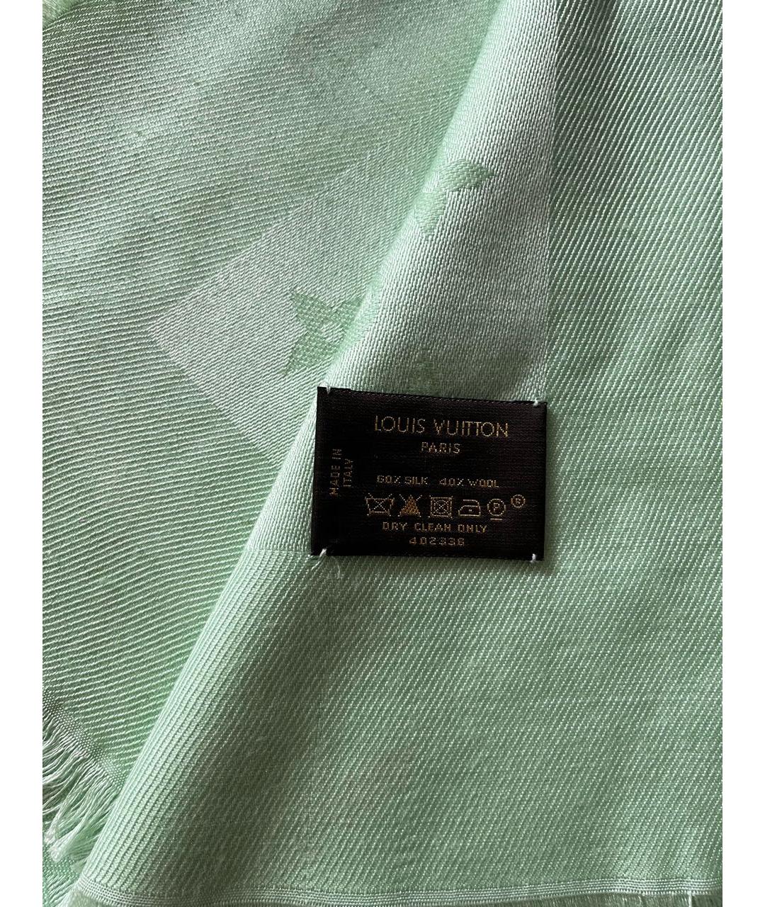 LOUIS VUITTON PRE-OWNED Бирюзовый шерстяной платок, фото 3