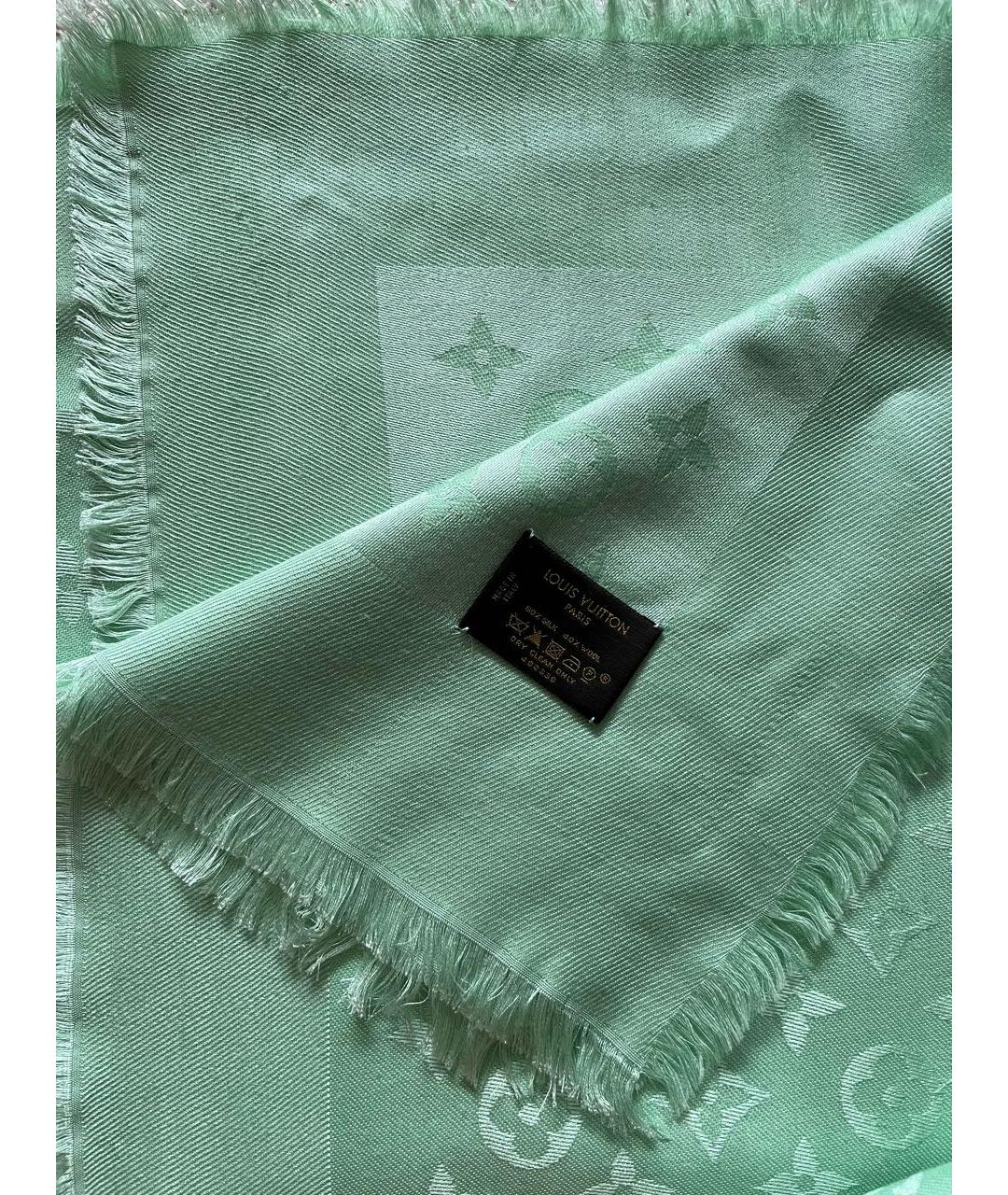 LOUIS VUITTON PRE-OWNED Бирюзовый шерстяной платок, фото 2