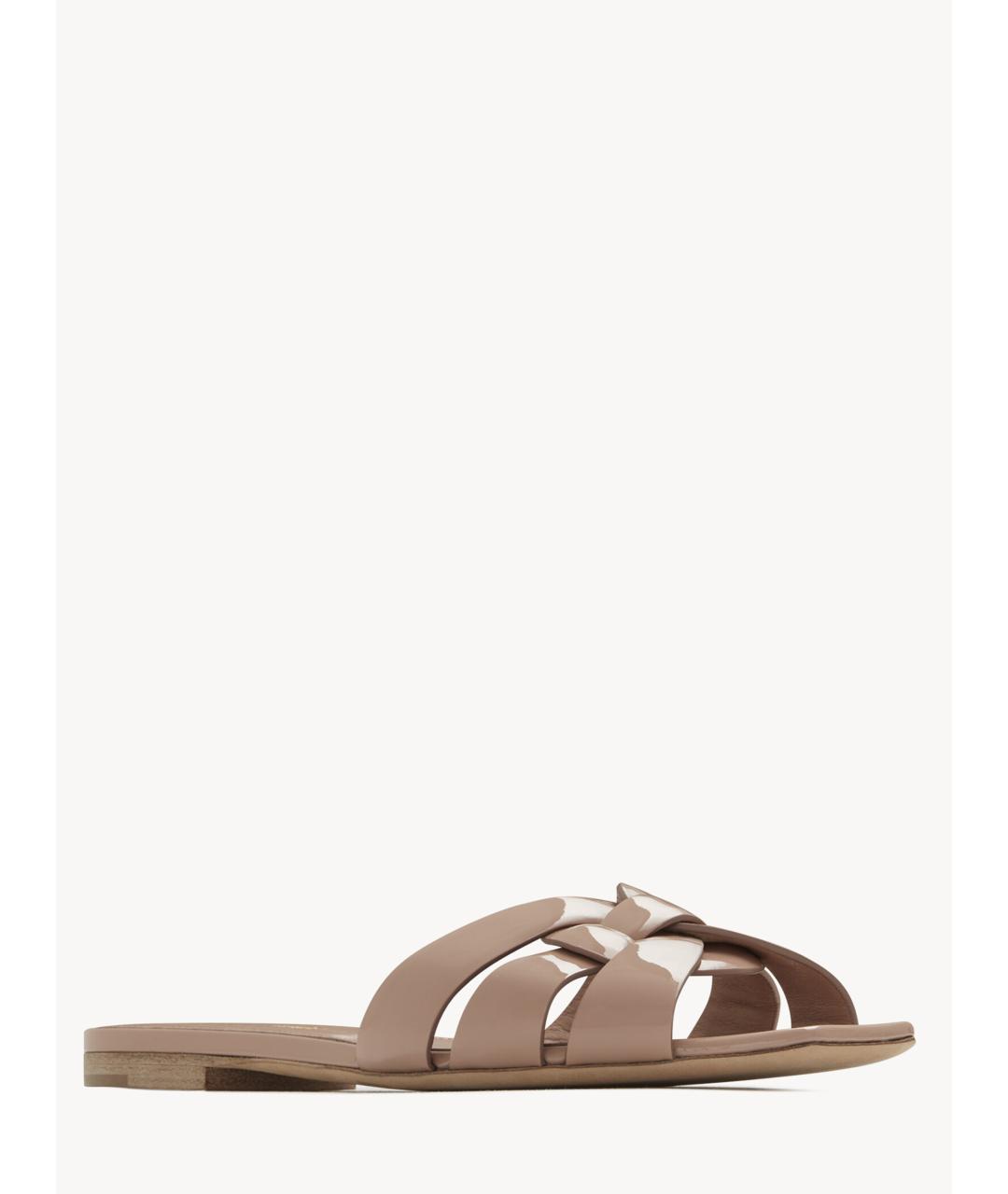 SAINT LAURENT Розовые шлепанцы из лакированной кожи, фото 3