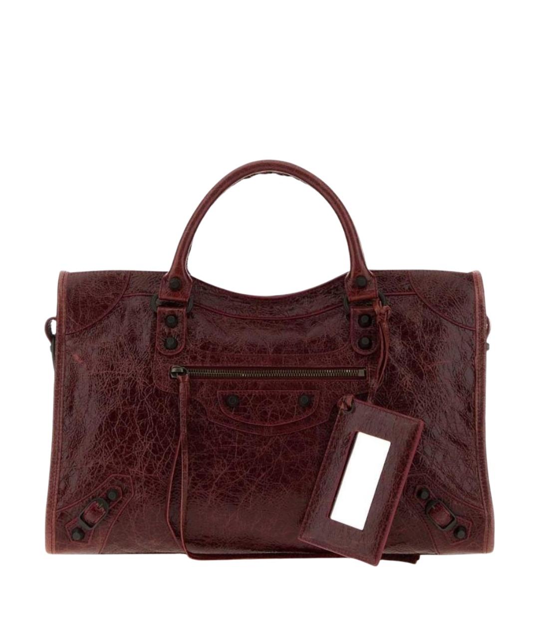 BALENCIAGA Бордовая кожаная сумка с короткими ручками, фото 1