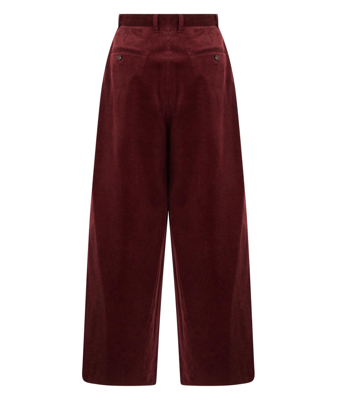 'S MAX MARA Бордовые хлопковые прямые брюки, фото 2