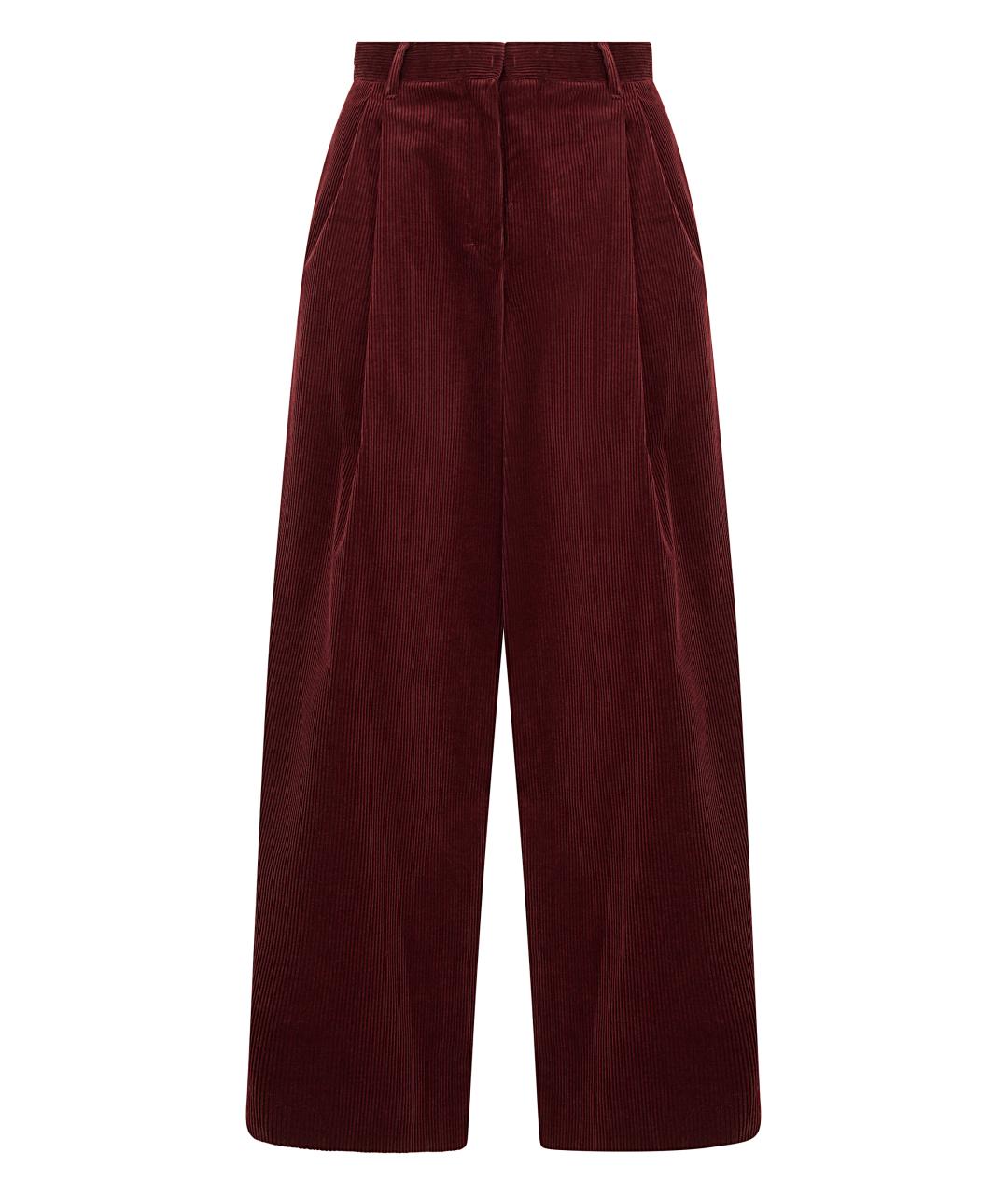 'S MAX MARA Бордовые хлопковые прямые брюки, фото 1