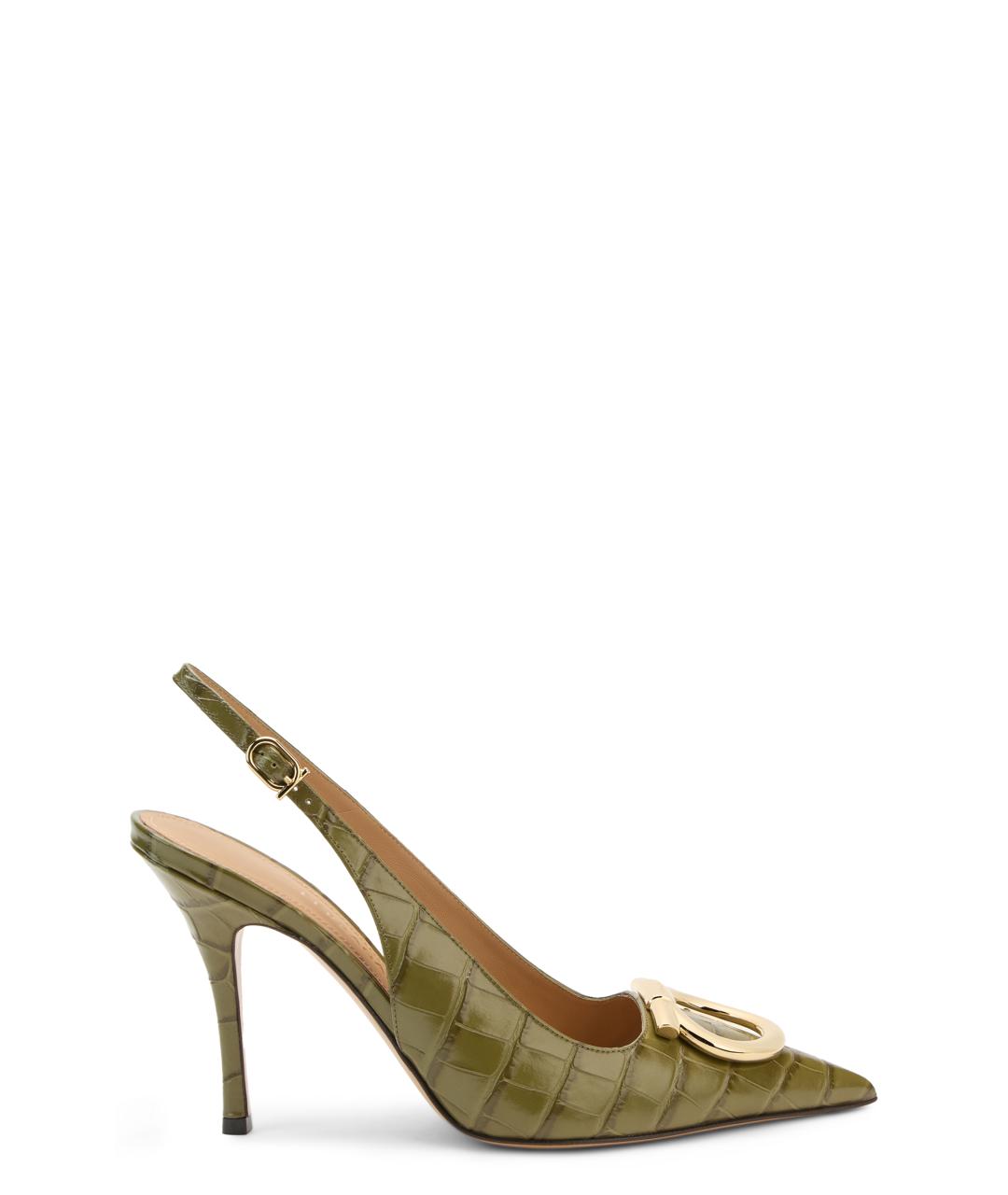 FERRAGAMO Зеленые кожаные туфли, фото 1