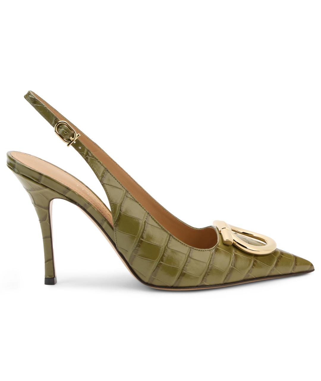 FERRAGAMO Зеленые кожаные туфли, фото 2