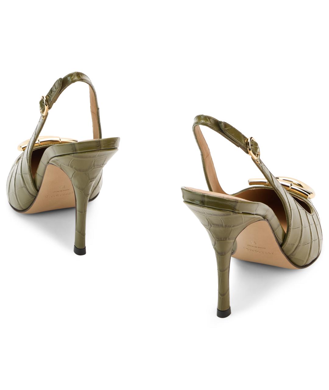 FERRAGAMO Зеленые кожаные туфли, фото 4