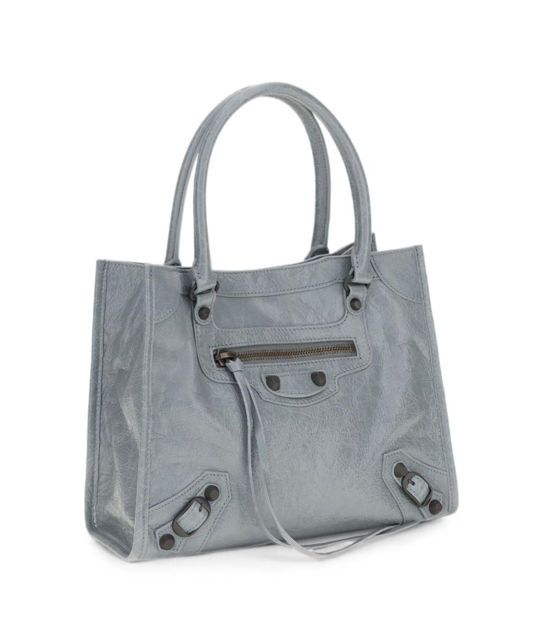BALENCIAGA Синяя кожаная сумка тоут, фото 3