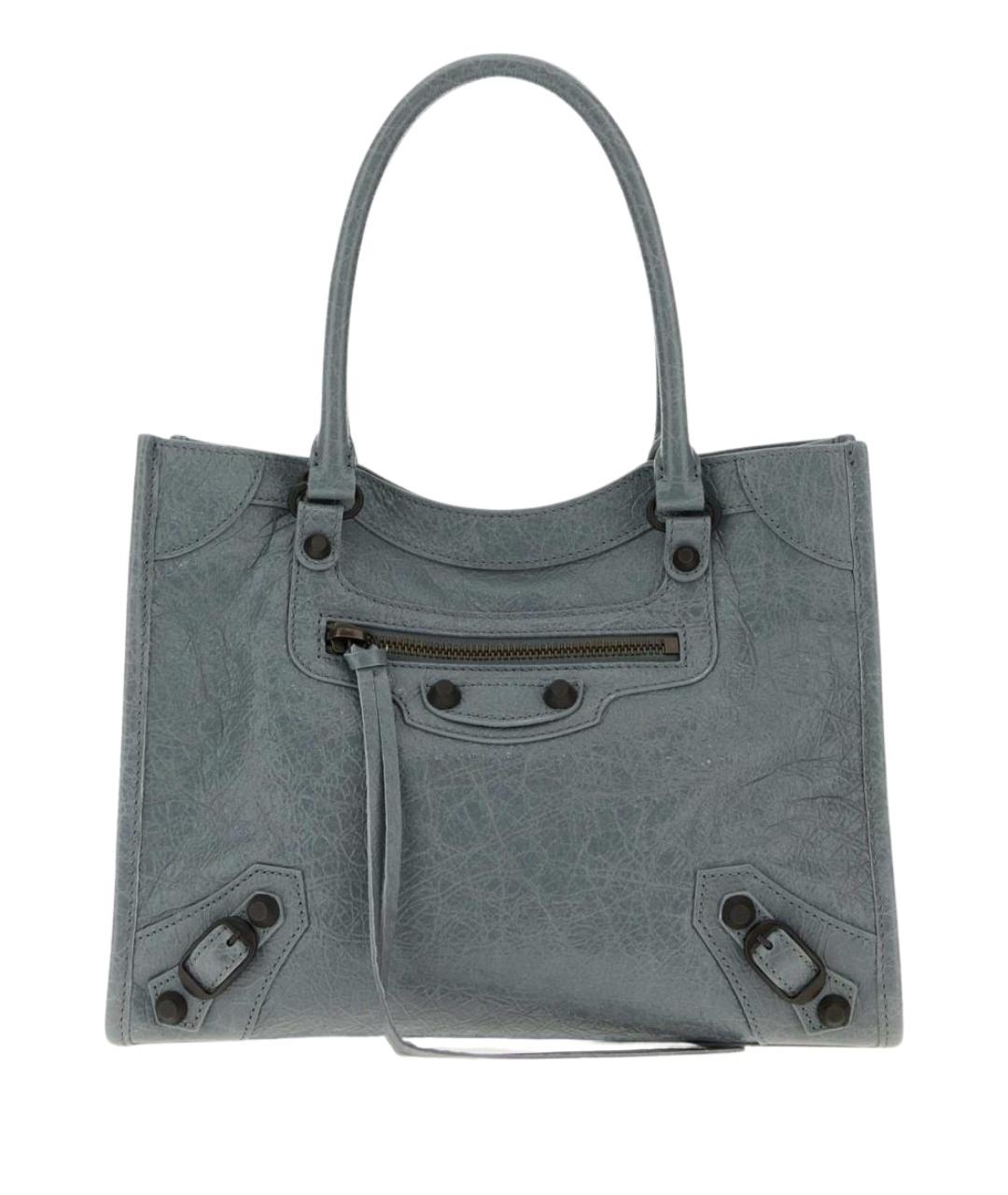 BALENCIAGA Синяя кожаная сумка тоут, фото 1